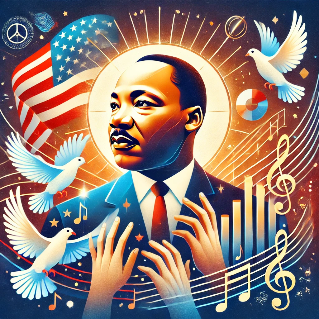 -A-vibrant-inspirational-digital-illustration-celebrating-Dr.-Martin-Luther-King-Jr.-featuring-a-glowing-portrait-of-Dr.-King-surrounded-by-symbols